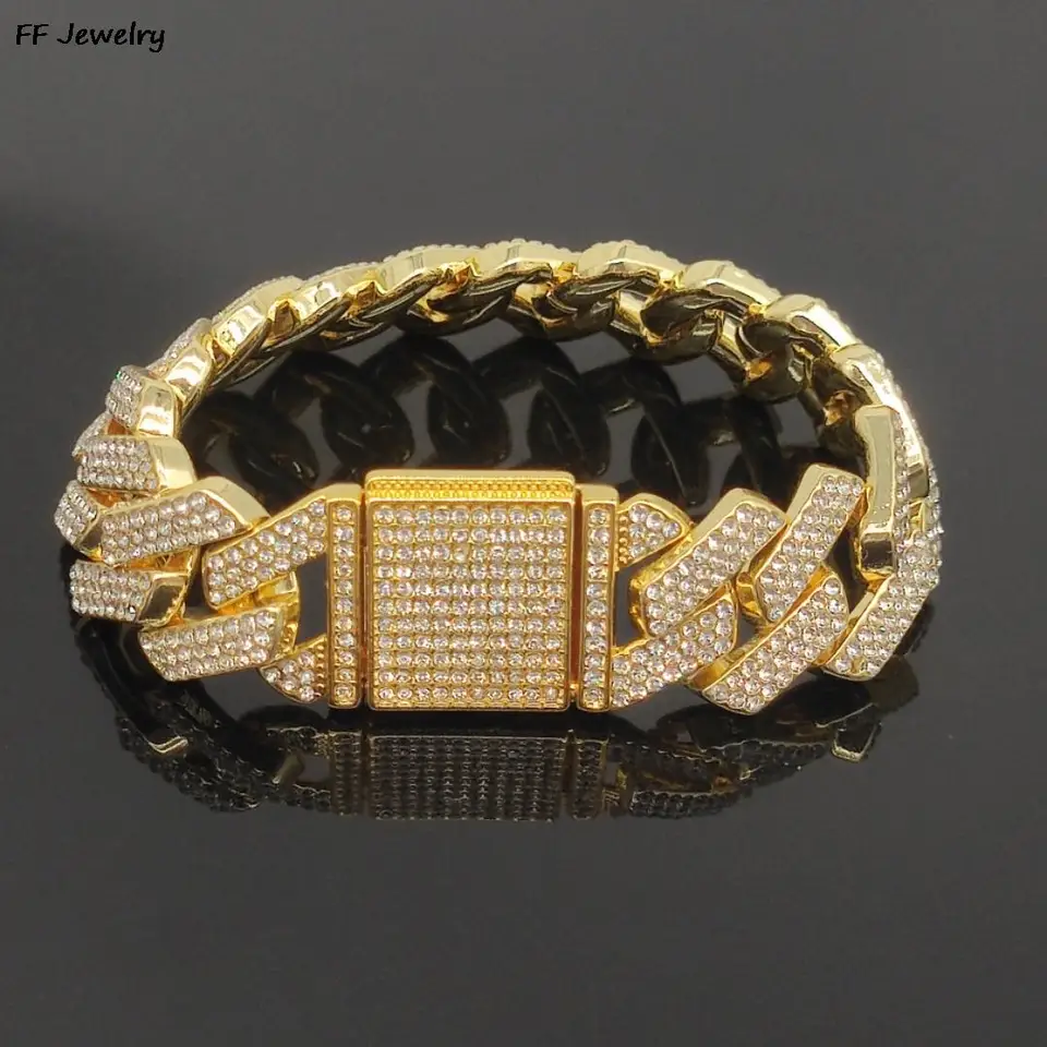 3 -radové zirkónia hrot reťazec retiazka Iced out Micro Pave cz kubánsky reťazec hip hop módne šperky pre darčekové pánske náramok 20 mm