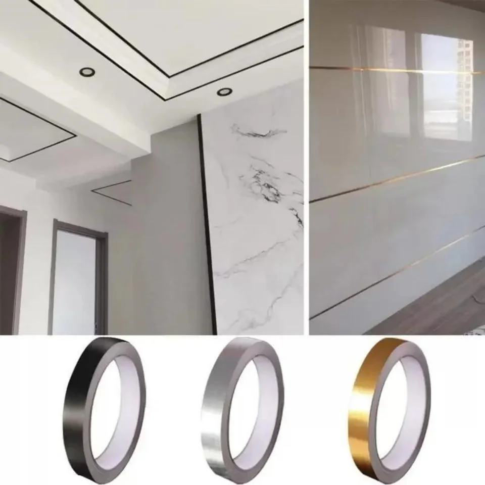 3 Rolls Self Adhesive Mealized Polyester Film Tape, Walls Graphic Arts for Crafts Dekorácie a obalovanie darčekov