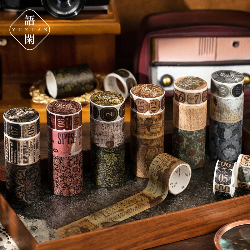 3 Rolls/Set Vintage Washi Tape Set Sada William Morris kvetinové číslo písomné dekoratívne pásky pre remeselníky scrapbooking