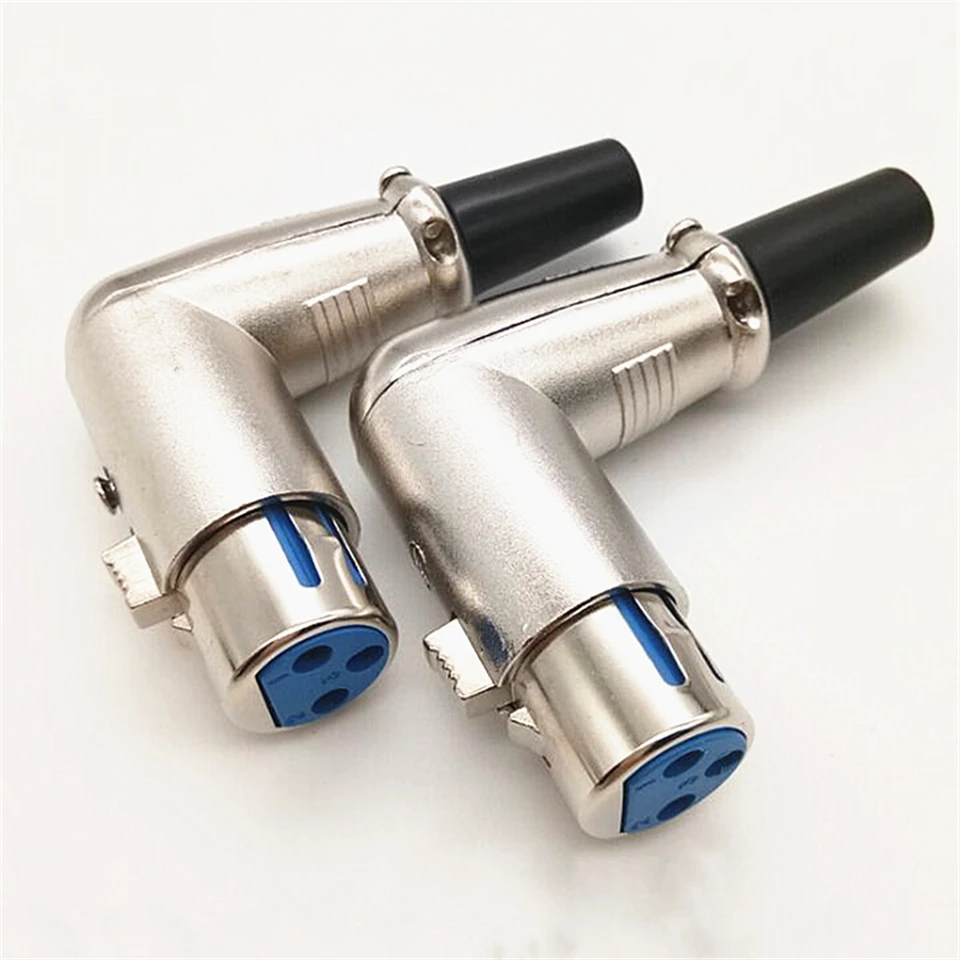 3-stĺpový pravý uhol XLR konektor Samec 3 Pin Mic Phone Plug Audio kábel viacsmerný konektorový adaptér