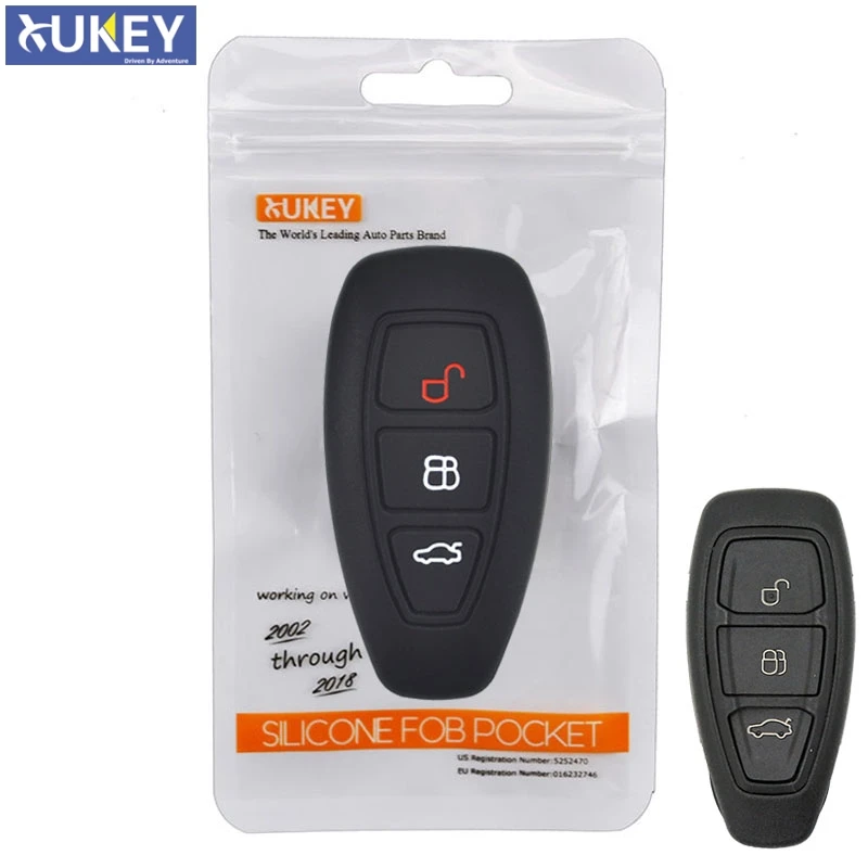 3 Tlačidlo Silikónový automobil vzdialený kľúč Fob Shell Cover Puzdro pre Ford Focus RS Fiesta Mondeo Kuga B-Max Grand C-Max S-Max Galaxy