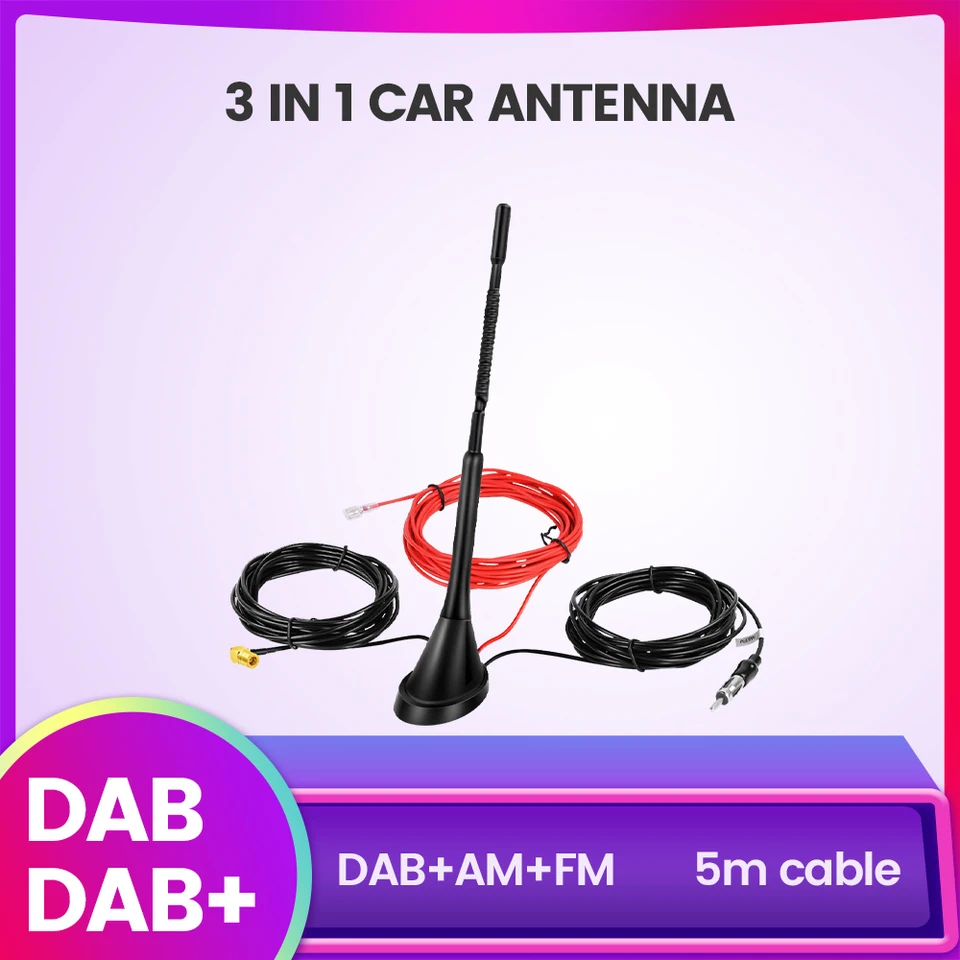 3 v 1 12V SMA DAB FM AM AUTOMNÁ SIGNÁLNA SIGNAPLIFIKOVÝ Zosilňovač vozidla Rádio Anti-Interference Amp Booster Aerial 5M Kábel Outdoor Formarine