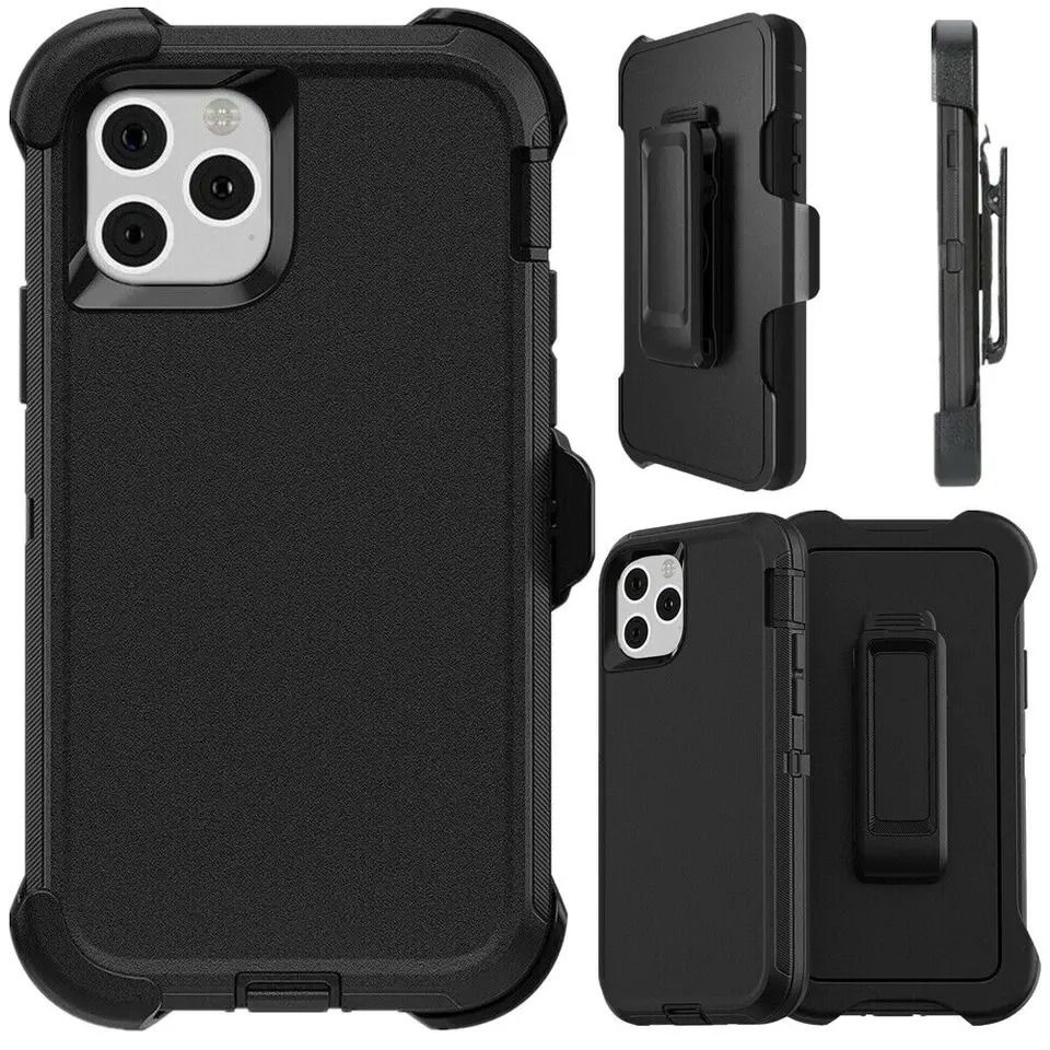 3 v 1 Armor vojenský kryt pre Apple iPhone 11 13 Pro Max 12 Mini 15 7 8 14 Plus XR SE Čierny klip Belt sa hodí k obrannému puzdru