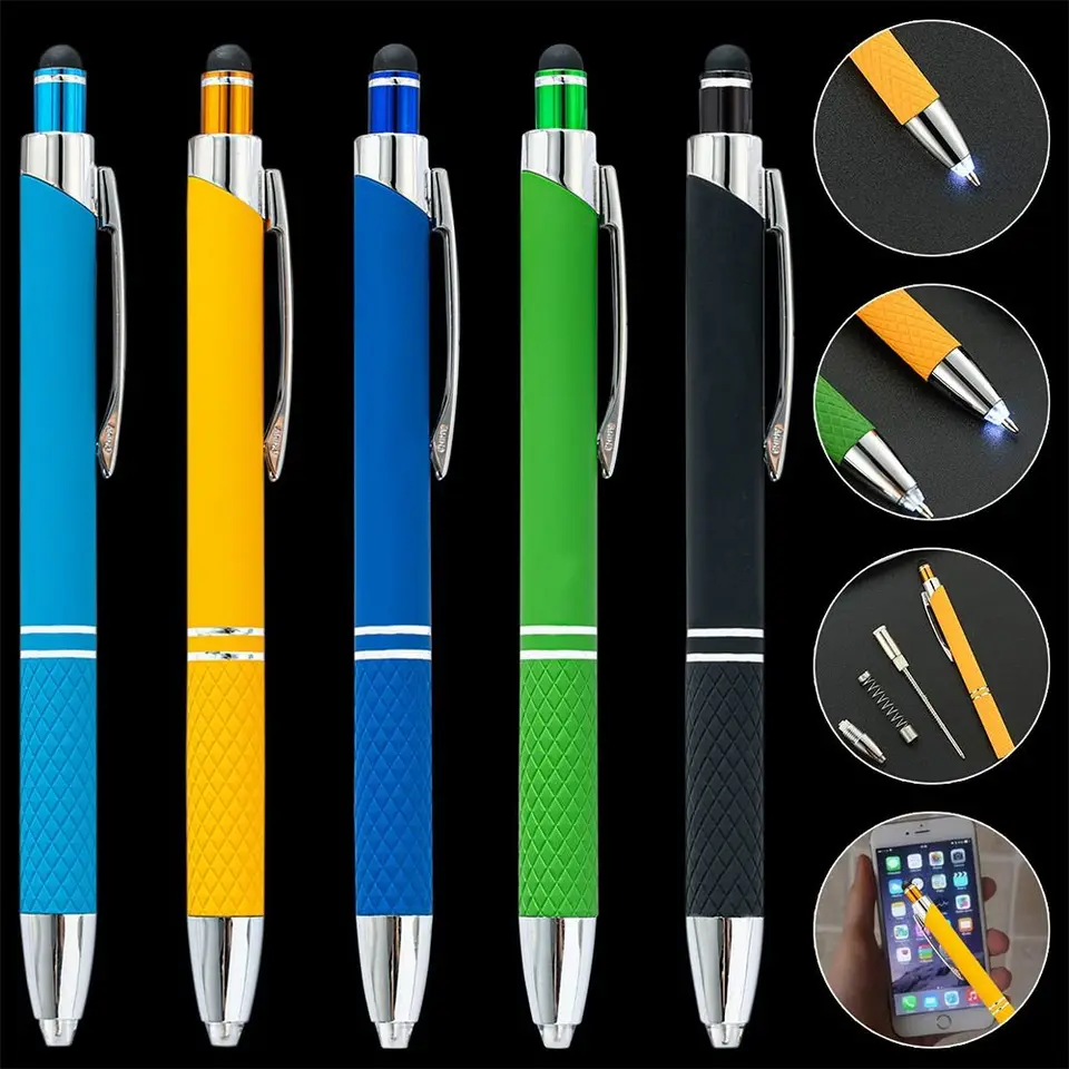 3-v-1 Ballpoint Pen Outdoor Tool Pen Kapacitné pero s ľahkým mobilným telefónom dotykové gadgety Construction Tools Tools