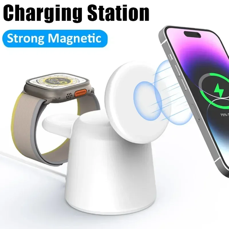 3 v 1 Magnetic Wireless Stand pre Magsafe iPhone 15 14 13 12 12 Pro Max AirPods Pro Apple Watch