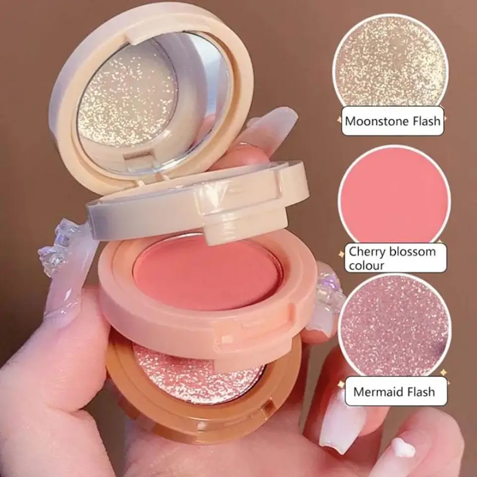 3 v 1 matný zvýrazňovací červenanie palety perlene červenajú lesklé očné tiene multifunkčné tvárové make -up palety dámske kozmetika Hot