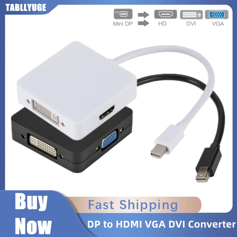 3 v 1 Mini DP Display Port pre HDMI kompatibilný VGA DVI Adapter Mini DP káblový prevodník pre MacBook Pro Air Lenovo Microsoft