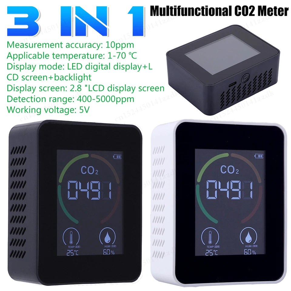 3 v 1 Monitor kvality ovzdušia CO2 HCHO TVOC vlhkosť a teplota monitor CO2 Tester SCREE DISPLAD DETEKTOR AIR DETEKTER PRE DOMÁCNOSŤ C
