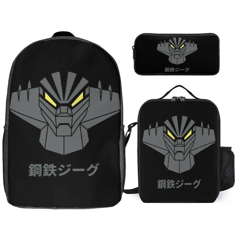 3 v 1 set 17 palcov batoh obedu vrecká na obedné tašky Mechas 02 Mazinger Z Steel Jeeg Robot Kotetsu Dark Great 15 Trvalá ceruzka Case Co