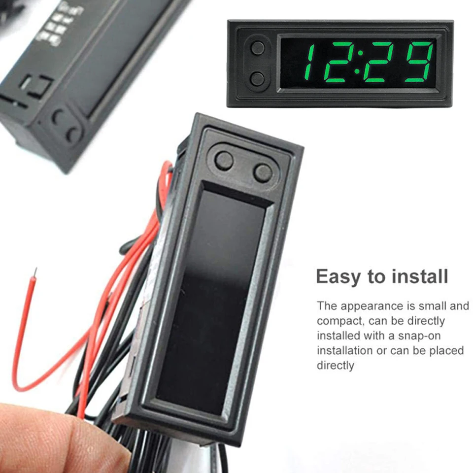 3 v 1 Teplotné hodiny automobilu High Precision Electronic Clock Voltmeter Luminous Digital Teplota Automobile Automobilové príslušenstvo