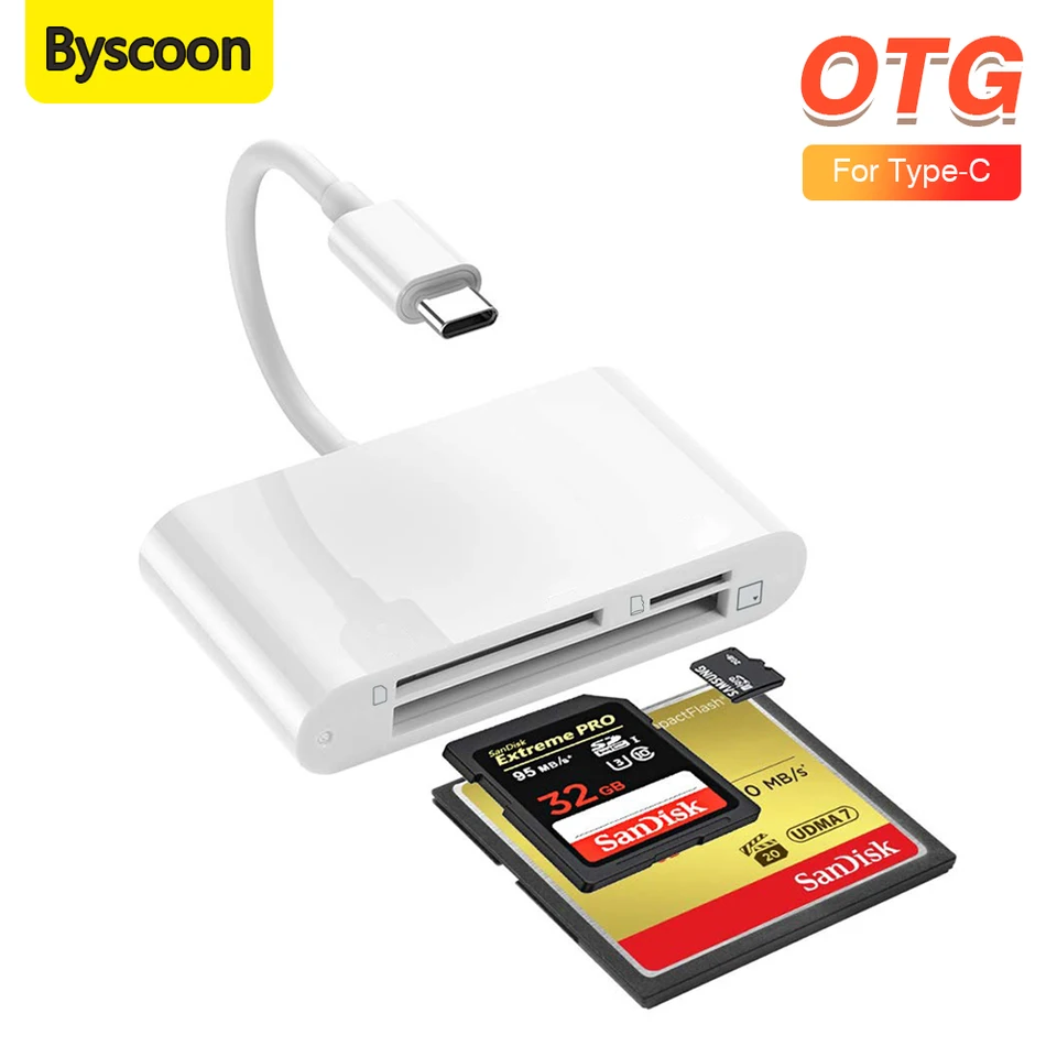 3-v-1 typ C adaptér TF CF SD Pamäťová čítačka USB C karta pre MacBook Huawei Samsung Xiaomi OTG Writer Compact Flash Flash