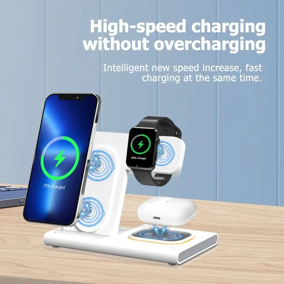 3 v 1 Wireless nabíjačka Magnetické pre iPhone 12 13 14 15 Rýchle nabíjacie stanica pre Apple Watch 9 8 7 6 5 AirPods 2 3 Pro