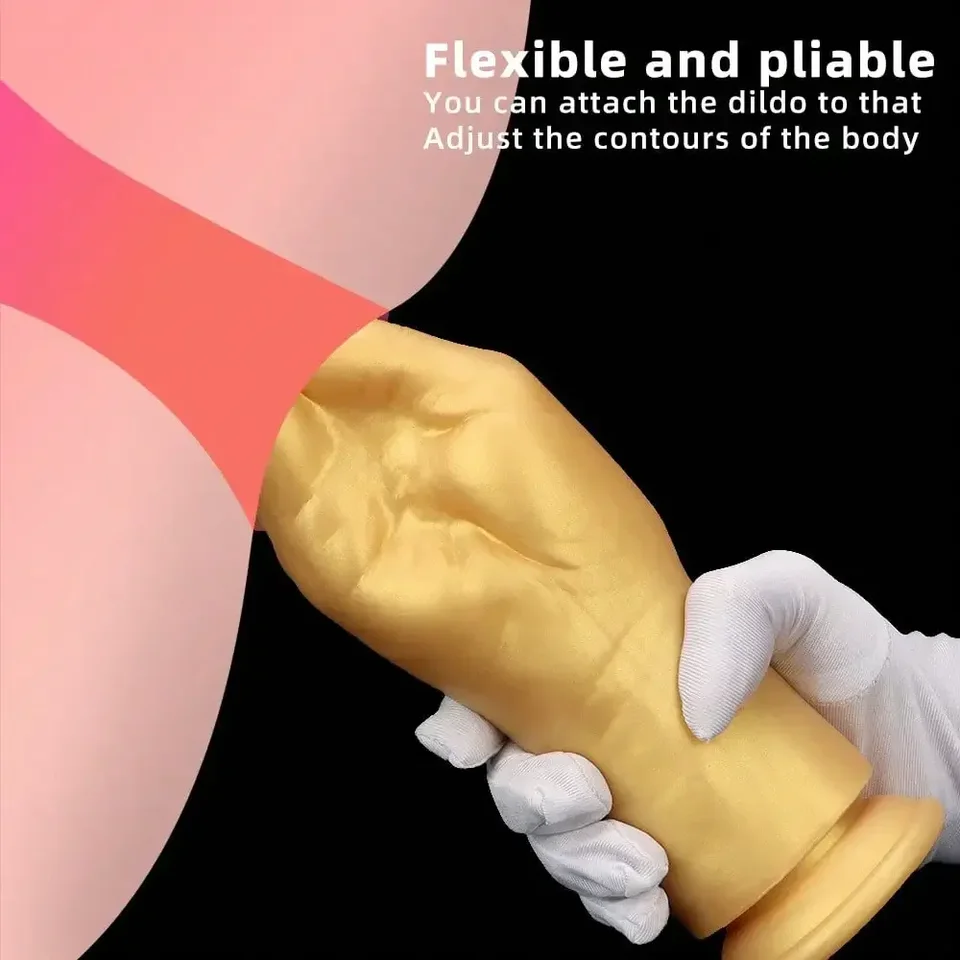 3 veľkosti zlatého realistického ručného dildo Silikónu Silný sací pohár veľkých pästných plukov