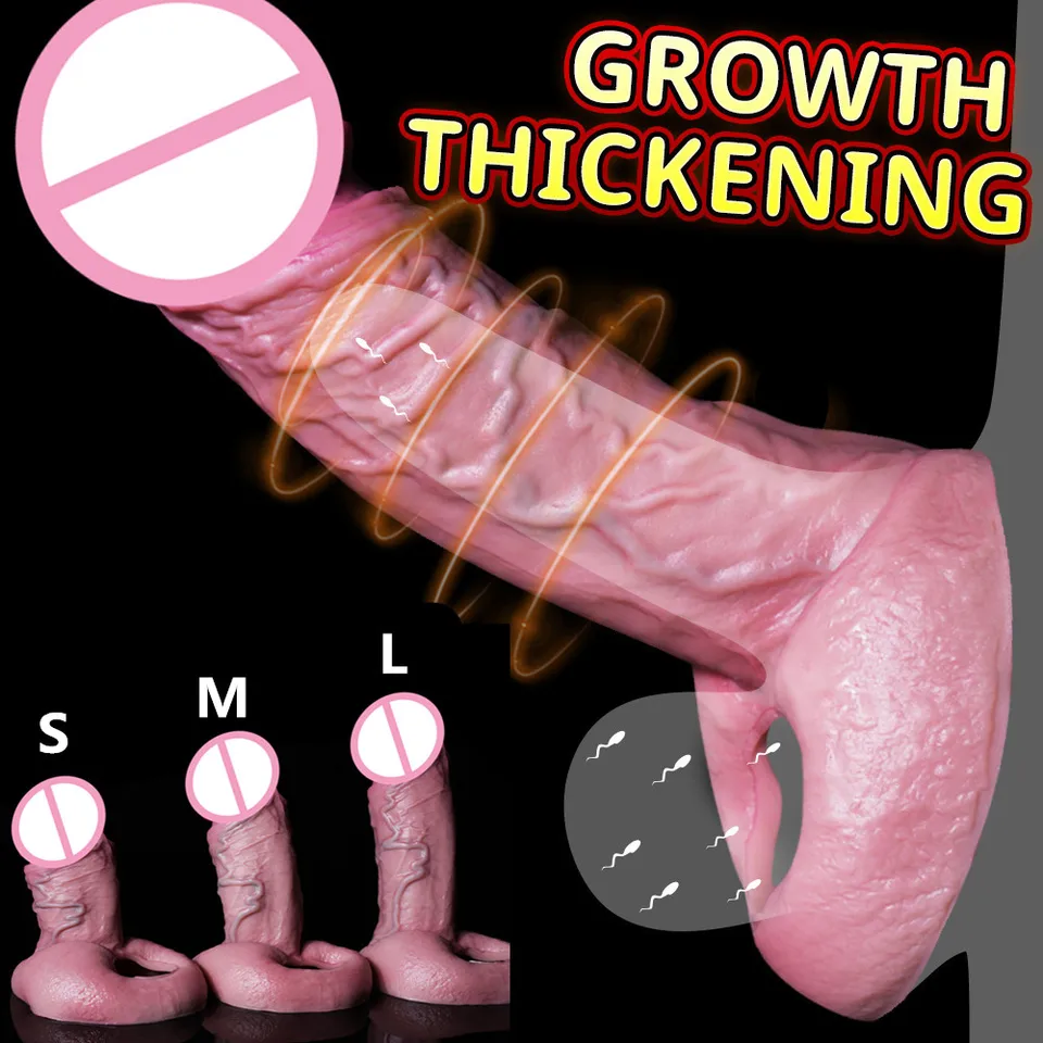 3 -veľkosť silikónového realistického penisu predlžovanie penisu kohútik opakovane použiteľný kondóm dildo zosilňovač penis zväčšenie kondómov pre mužov sexuálne hračky