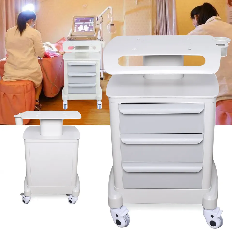3 vrstvy multifunkčného salónu Spa Trolley stojanový vozík zostavený pre kozmetické stroje biely vozík vozíka