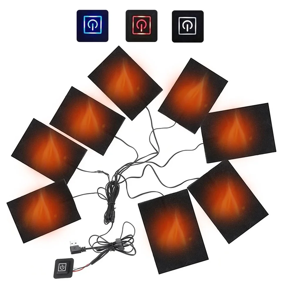3 úrovne elektrického ohrievača USB vykurovacie podložky Vonkajšie zimné zimné vykurovacie vesty vankúšiky vesty ohrievač pre domácich majstrov vyhrievaných odevov