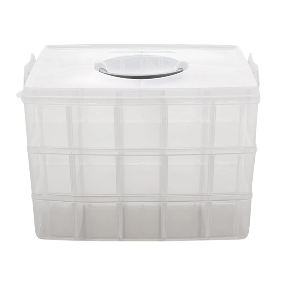 3 úrovne Sundries Organizátor Box Odnímateľný 30 mriežky veľkej kapacity skladovacie puzdro, ktoré nie je v súlade s prachom pre domáce skladovanie