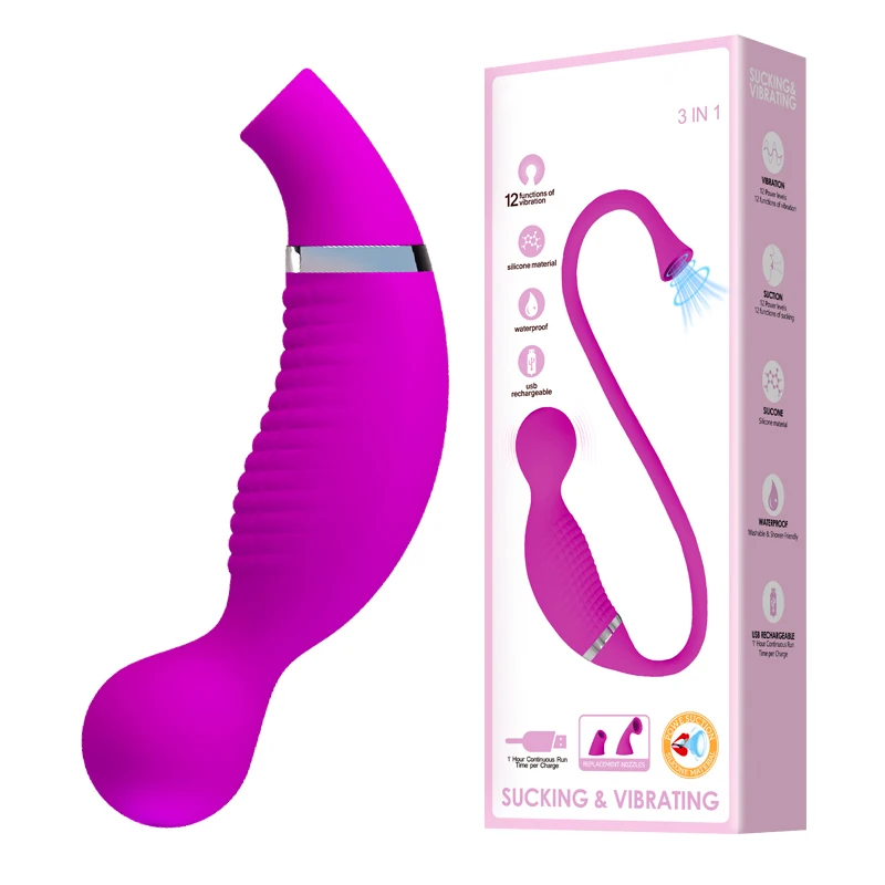 3 čiapky Sex Sucing Toy Silikone Magic Wand Vibrator Double-end Žena Private Massager Clitoral Stimulátor dospelých erotický sex