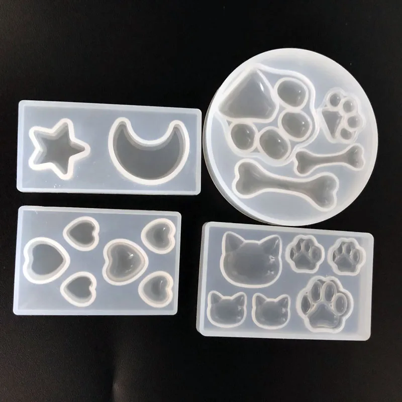 3 štýl kremíkové formy pre epoxidovú živicu Crystal Cat Bear Paw Star Moon Srdce tvar plesne Plesne výroba šperkov prívesok Nástroje umenie