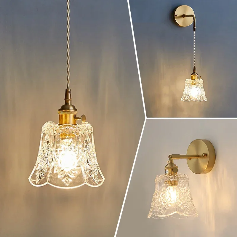 3 štýly Nordické kvetinové sklo prívesok Svetlá spálňa reštaurácia jedáleň izba prívesok Lamp
