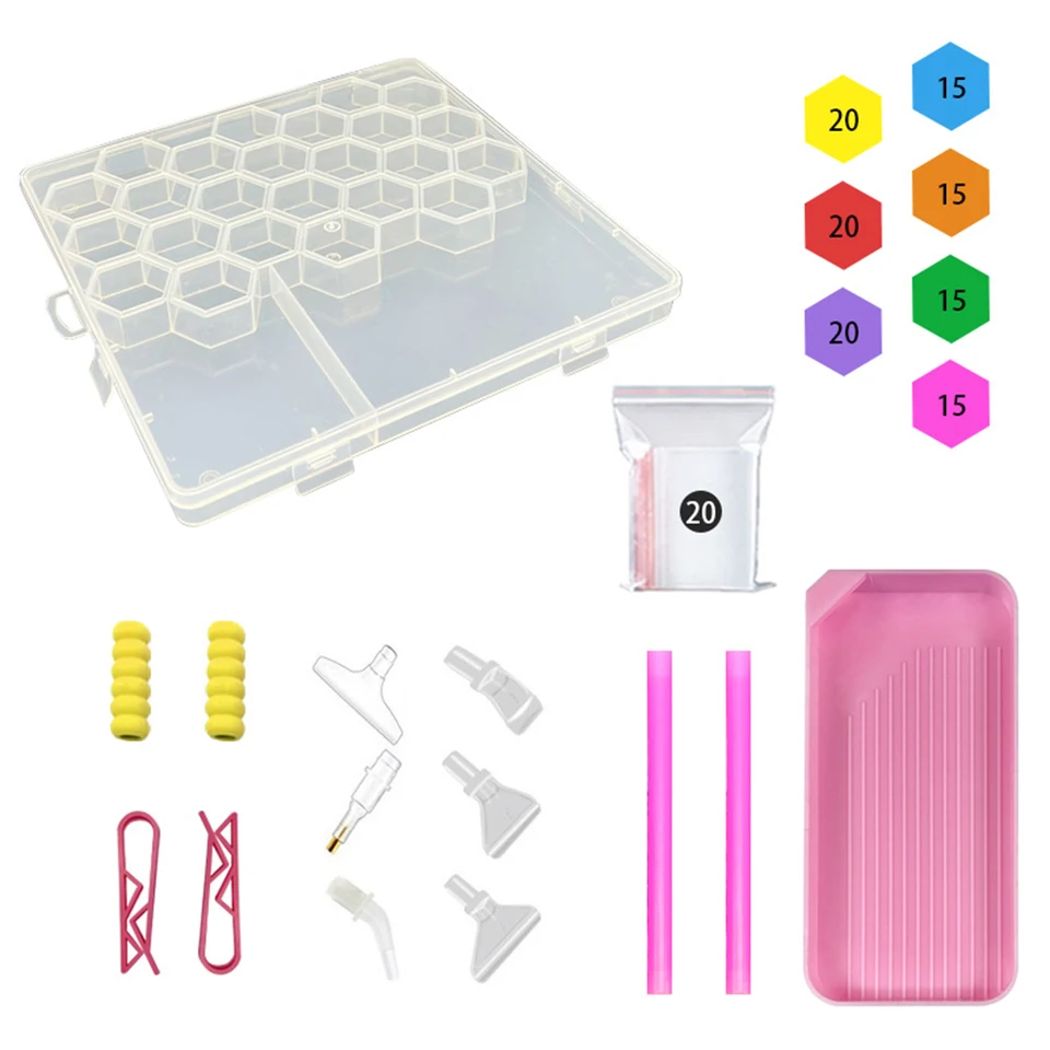 30/1120ks bodkovanie kamienok DIY Diamond Mud Set s krabicou Farbená diamantová maľba Let Diamond Painting Art Tool