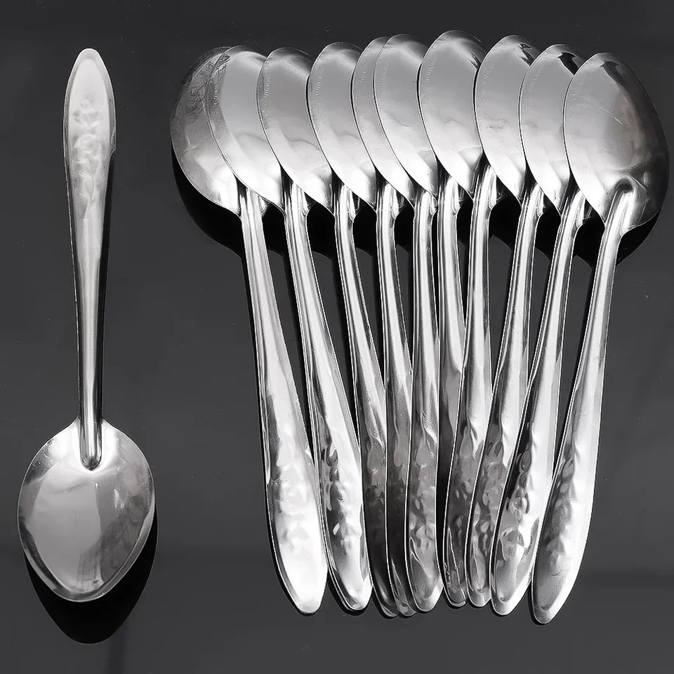 30/20/10/5pc z nehrdzavejúcej ocele Spoon Coon Striebor Spoon Spoons Ice Cream Dezert Watermelon Dlhá rukoväť na kopčeky Kuchynské náradie
