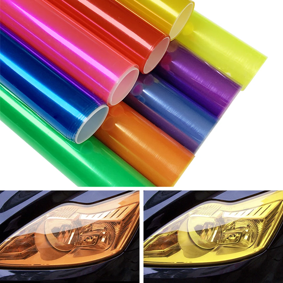 30*200 cm Gloss Light Wrap Svetlové listy 13 farieb auta svetlo svetlomet Tint Tint vinylový ochranný film pre svetlomety