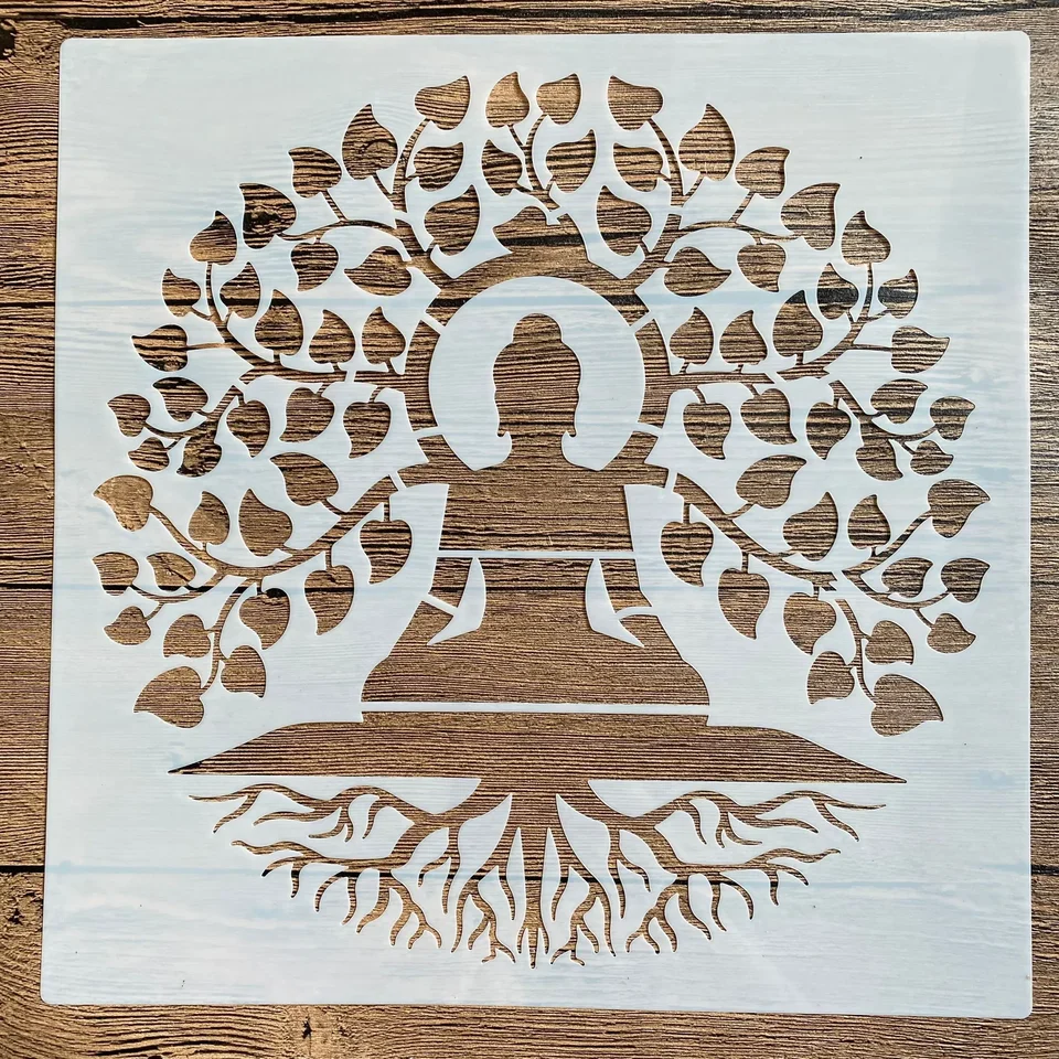 30*30 cm DIY MANDALA na maľovanie šablón OTAKNÝ POSICAL Album Roplicate papierová karta na drevnej tkanine Buddha socha života Life