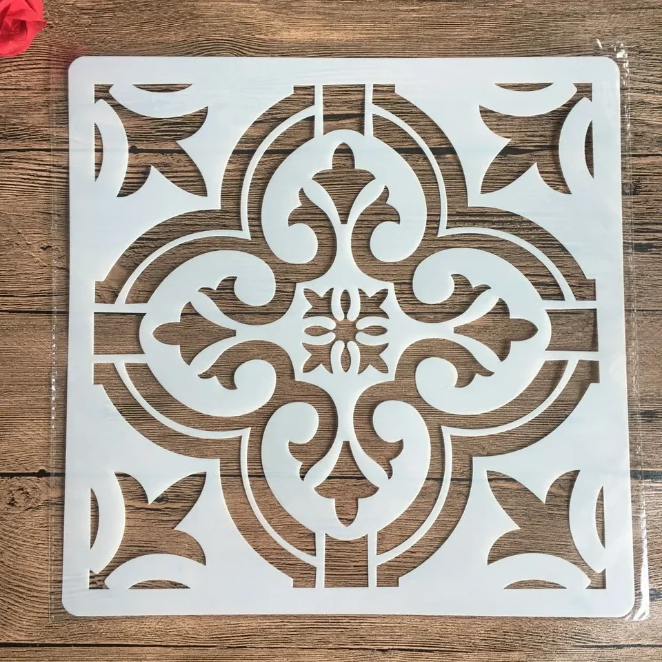 30 * 30 cm DIY Šablóna maľba šablóny retro kvetinový vzor model vosk papier papierová podlahová podlaha Nábytok