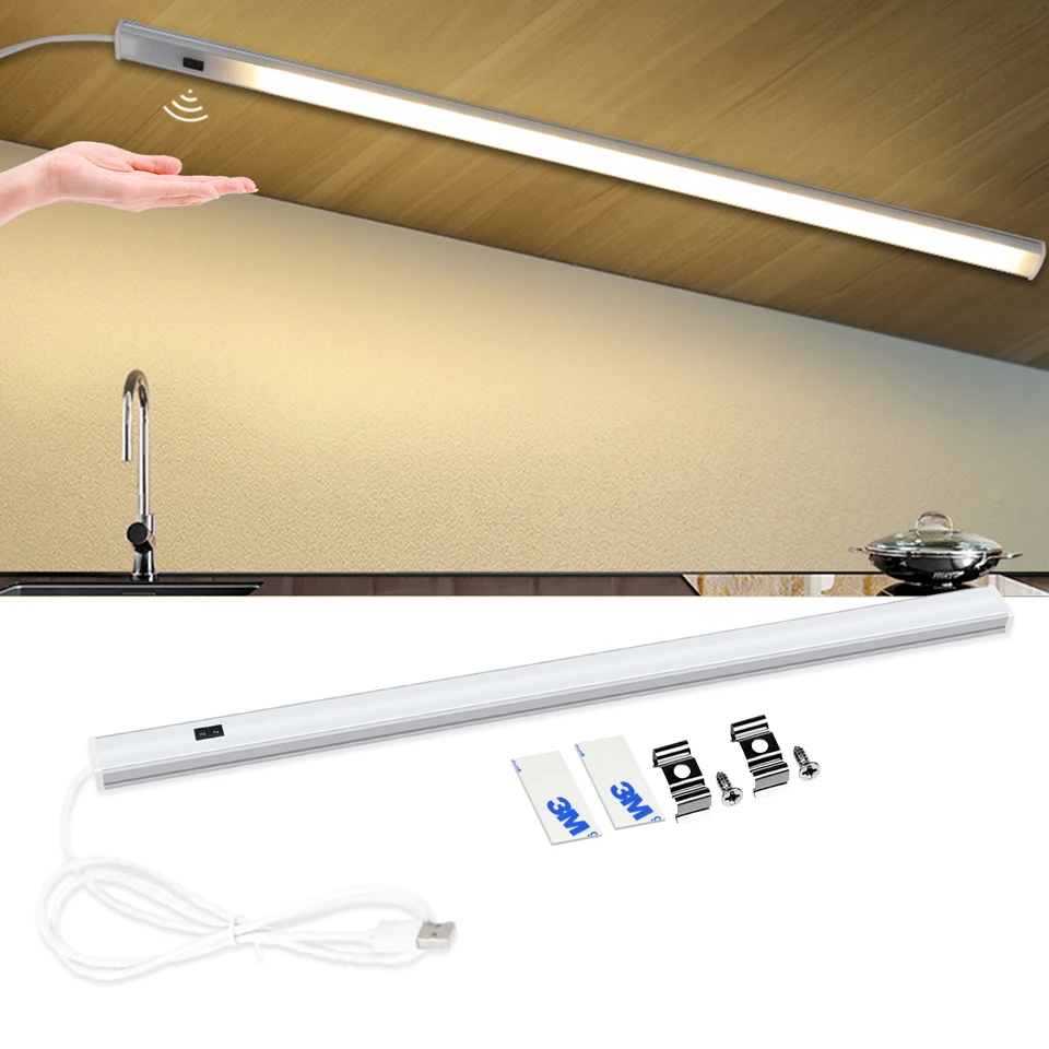 30/40/50 cm hliníkový profil USB LED Bar Light Svetlo pruh 5V snímač ručného skenovania Kuchynská lampa Kúpeľňa Kúpeľňa Spálňa osvetlenie skrinky
