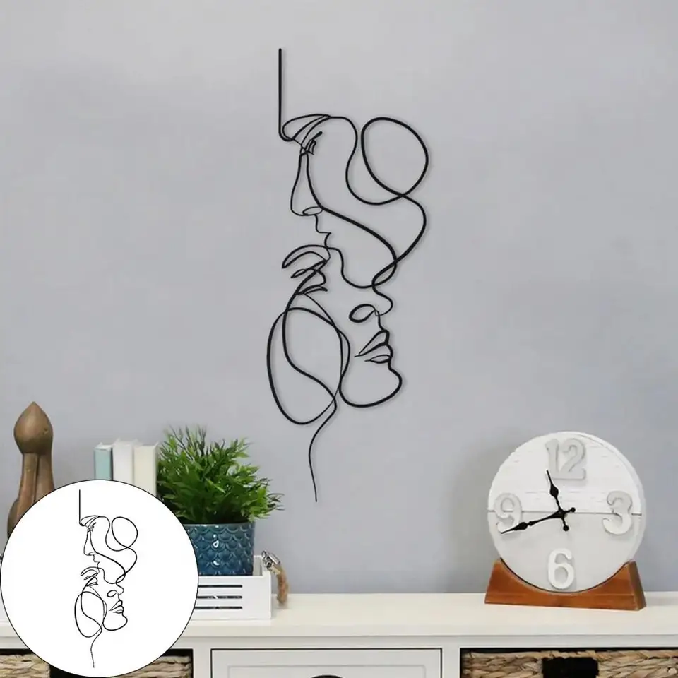 30/40/50 cm železná stena Ornament Minimalistická 3D čelná línia Art Silhouette Wall zavesenie Abstraktná remeselná socha pre domácu dekoráciu