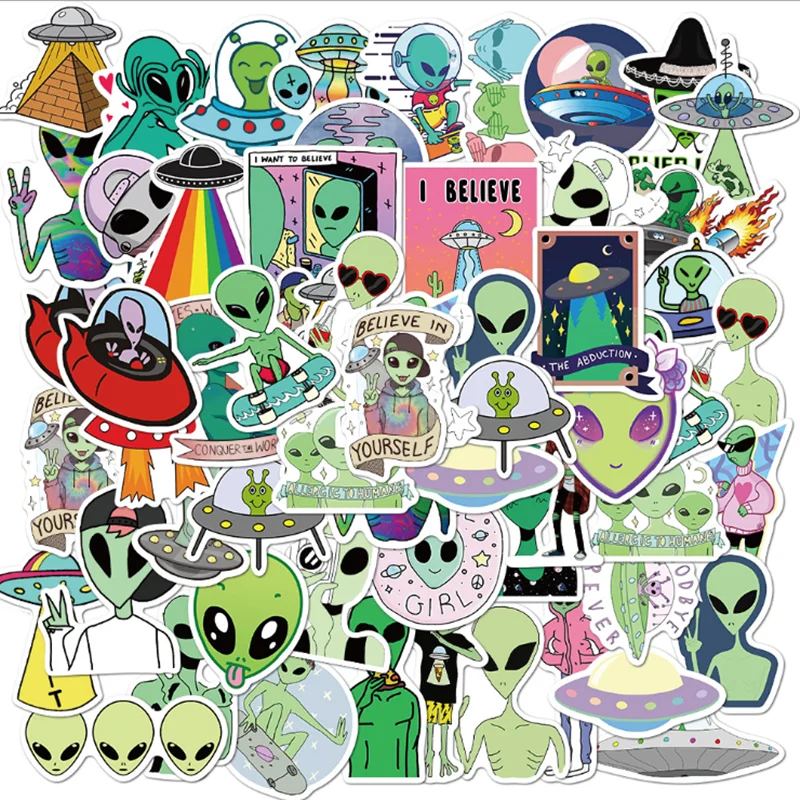 30/50/50 PCS Cartoon Alien Sticker Mobile Puzdro pre skateboardový kufrový kufrový vodotesný graffiti slepka