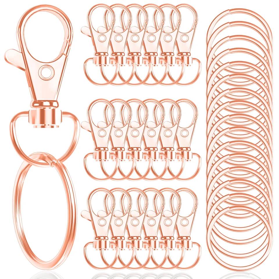 30/50/80/120pcs otočná spona s otočným homárom s kľúčovým prsteňom 15ks reťaz kľúča 15ks kľúča Diy remeslá 32 mm/1,25in