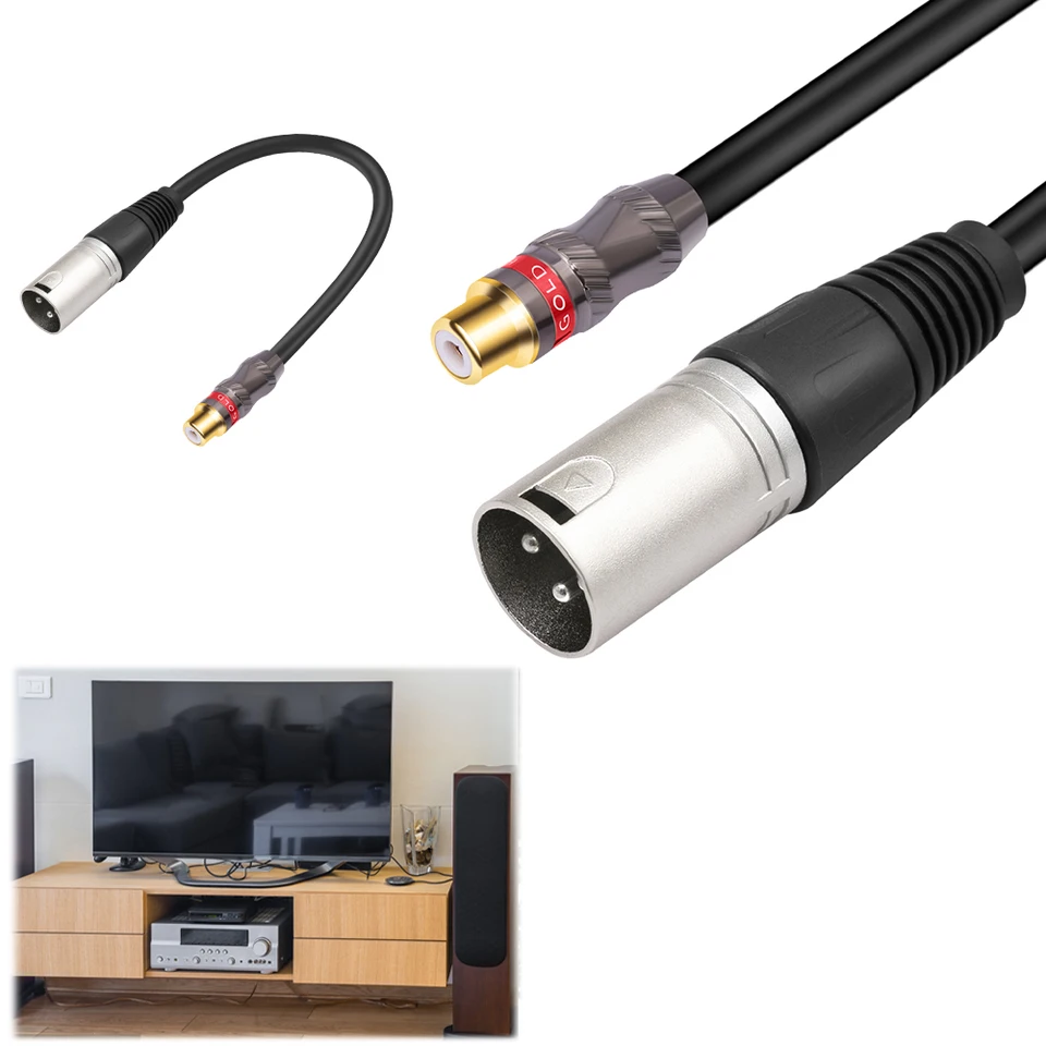 30 cm RCA Žena až 3pin-xlr mužský adaptér Kábel 3pin xlr muž do RCA žena pre zosilňovače reproduktorov