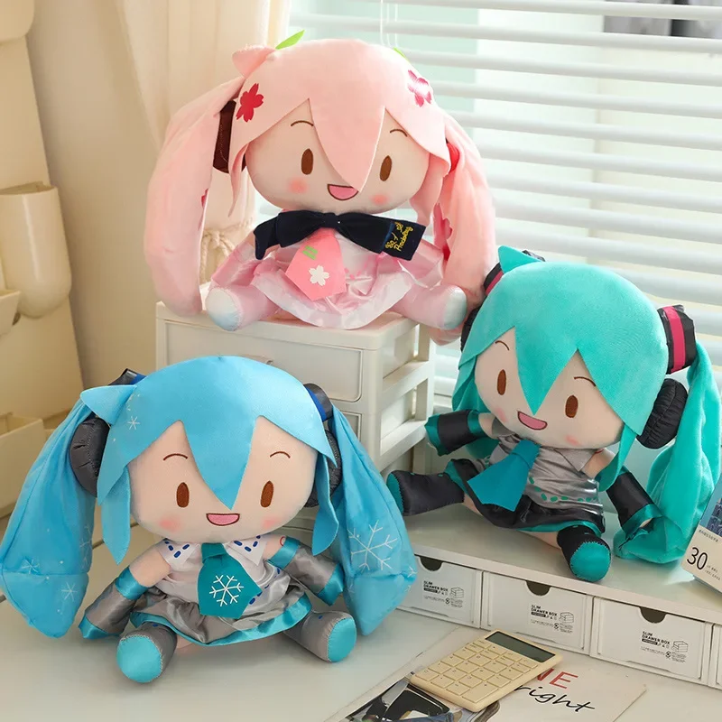 30 cm roztomilý Hatsune Miku plyšová hračka 5 štýlov plnené anime nové luk miku precitné plyšy Sakura Hatsune Miku Doll Gift Girl Girl