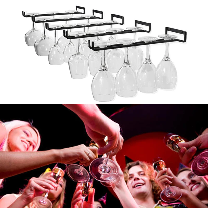 30 cm sklenený železný stojan Bar Hanger Police Čierne okuliare na víno držiak Bartender STEMWARE Závesný stojan pod organizátorom stonky