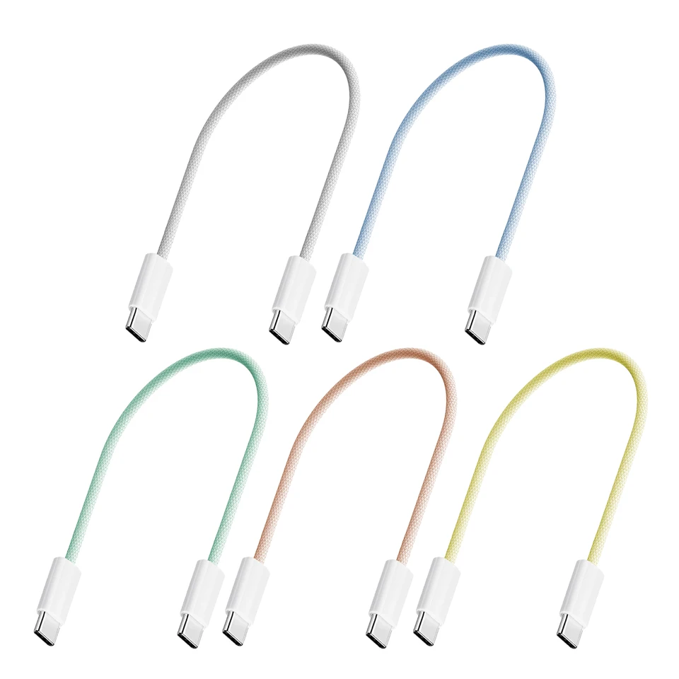 30 cm typu C až USB C PD 60W rýchle nabíjacie kábel Nylon prepletený prenosný prenosný 480 Mbps rýchlostný kábel bez povrazu pre tablety