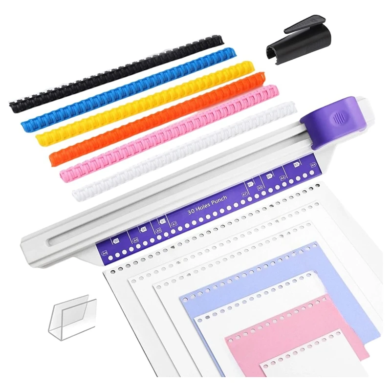 30 Dierový viazaný stroj s otvorom, ručne push s voľným listovým otvorom, A4 A5 A6 A7 B5 B6 B7 Kniha Binder Notebook Spiral Viazanie