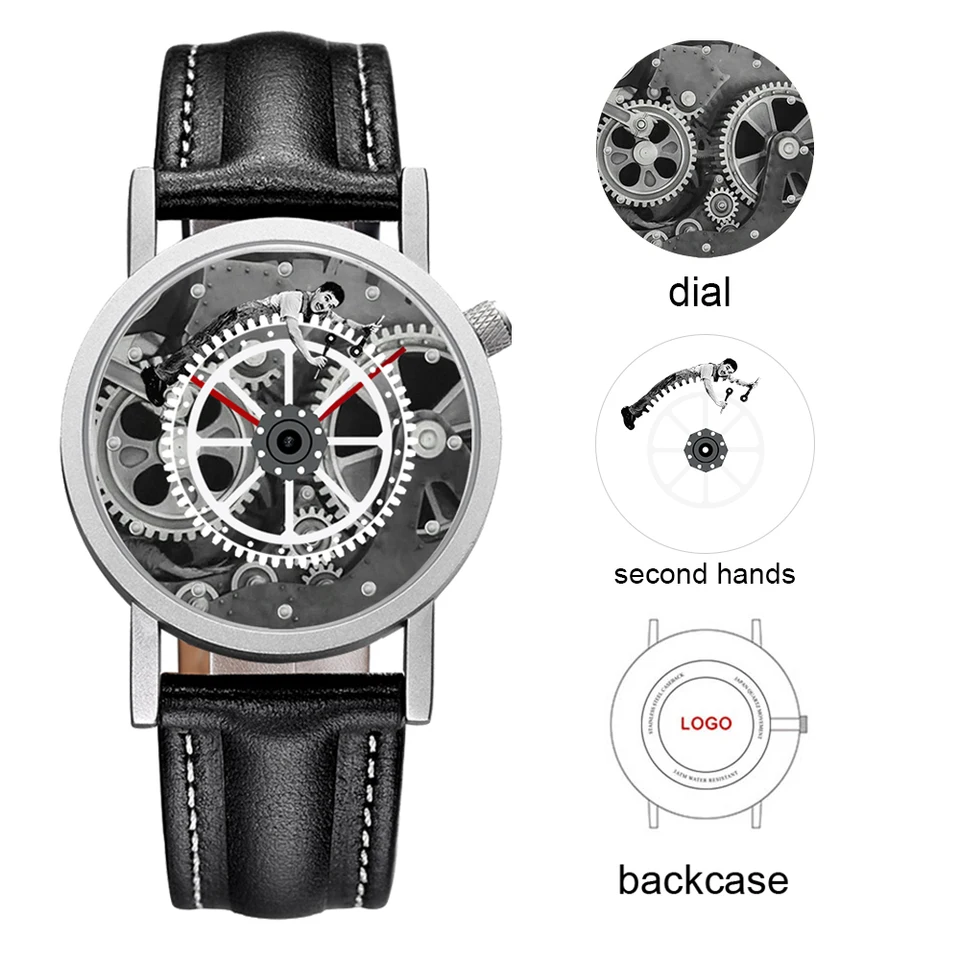 30. februára Unisex Moving Gear Dial Dial Unique Young Men Women Wrictwatch Japan Movement Watch