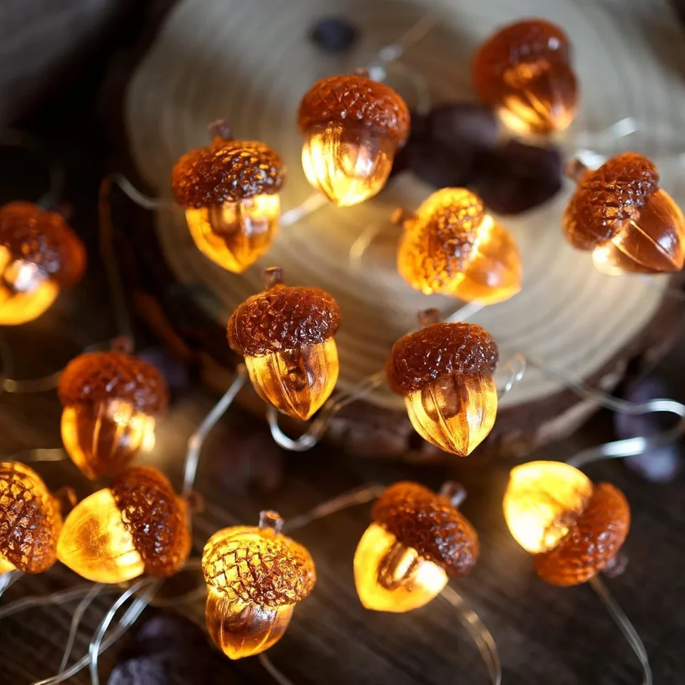 30 LED diódy Acorn String Lights Deň vďakyvzdania 9,8 stôp Fall Lights Forest Decor Decise Decortive Lights batéria napájaná pre