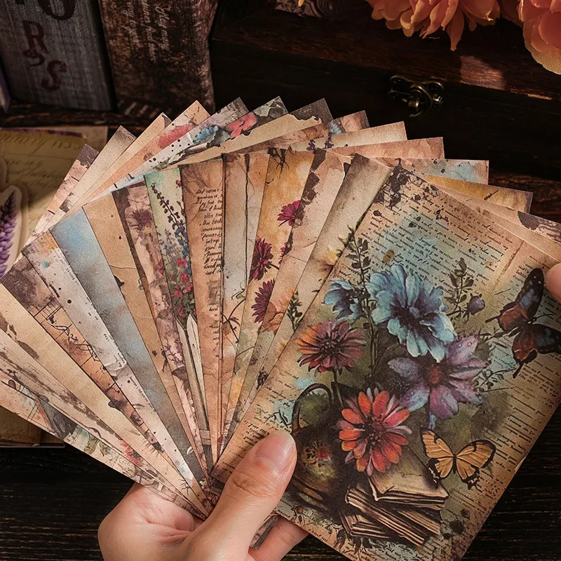 30 listov/balení záhradné rastliny Scrapbooking Paper Journuling Collage DeCoupage Paper Retro Flowers Dvere 100x1400 mm