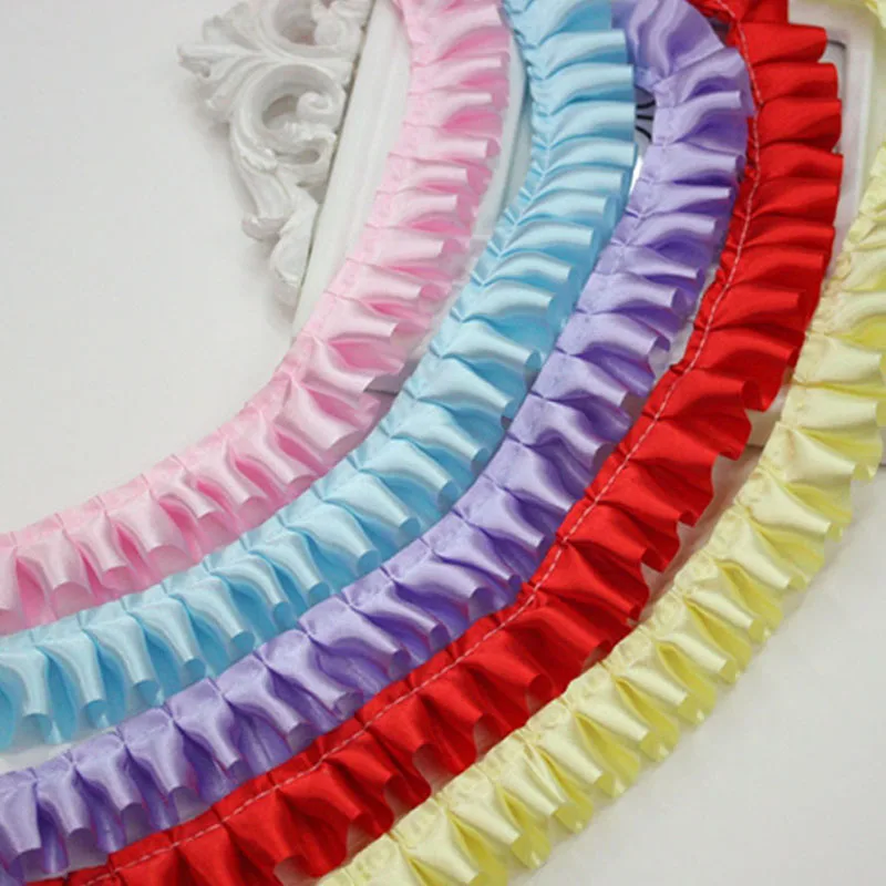 30 metrov 2,5 cm ružová červená červená biela čierna rufla čipkovaná čipka Lace Lace Tkanina pre kvetiny, bábiky, šaty Tutu
