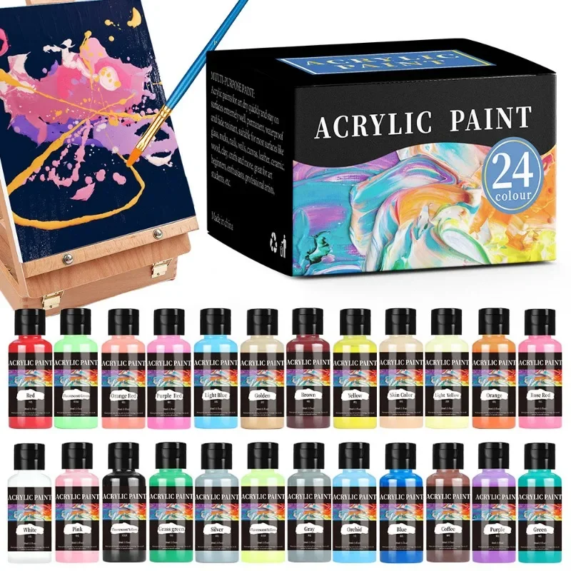 30 ml 24-farebná voda na báze akrylového pigmentu kreslenie dekoratívne akvarely umenia pigment študent Watercolor Wall Painting Paint
