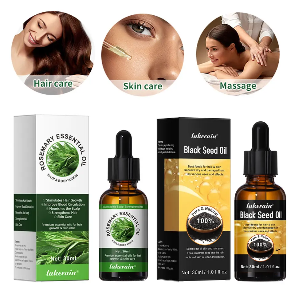 30 ml Prírodné éterické oleje rastlinný extrakt Masáž olej Sérového oleja pre vlasy Relax Black Seed Oil Rosemary Oil 1 Fľaša