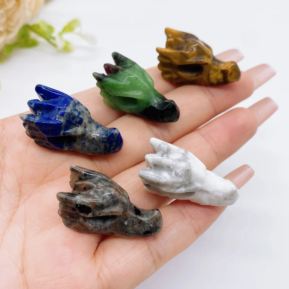 30 mm prírodný lapis drak drak hlava socha krištáľový rock tiger očné kamenné remeslá ametyst reki liečivé ručne vyrezávané domáce dekorácie darček