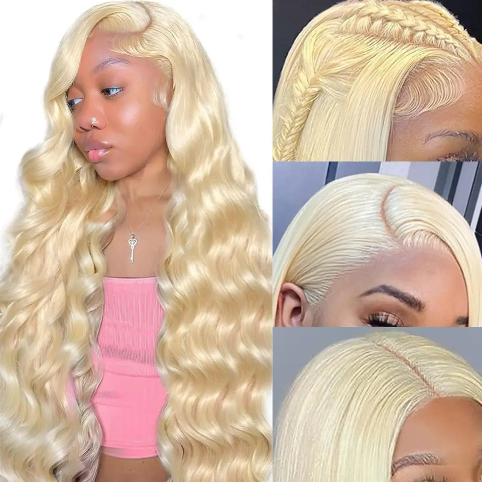 30 palcov 613 Blonde parochňa ľudské vlasy 210% hustota 13x6 Ladné čipky Body predné parochne Parochne ľudské vlasy bez gluefardy ľudské vlasy pred vytrhnuté