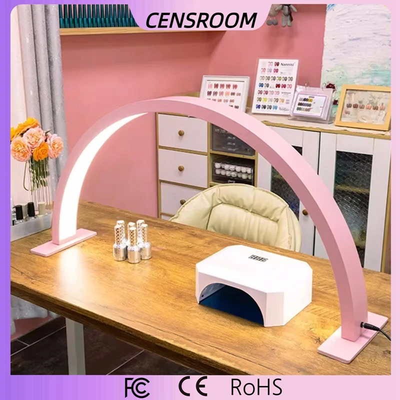 30 palcov 75 cm prsteň Half Moon Mesiac Krása Salon Lights Nastaviteľný jas Bifarebná LED manikúra stolová lampa pre nechtové umenie