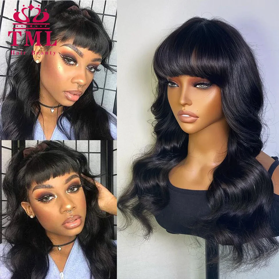 30 palcov Body Wave Human Hair Parochne s ranami Dlhá lacná parochňa 180% hustota Brazílska okrajová vlnová stroja vyrobená parochňa pre ženy