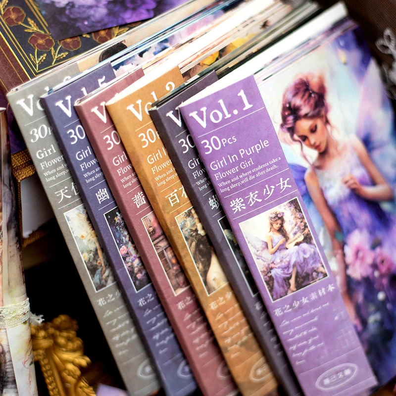 30 počítačov kvetinové dievča Denné materiály Papier pre nezdravé denník DIY Scrapbooking Collage Plánovač nálepka STARKER SPARKERY SPARKY