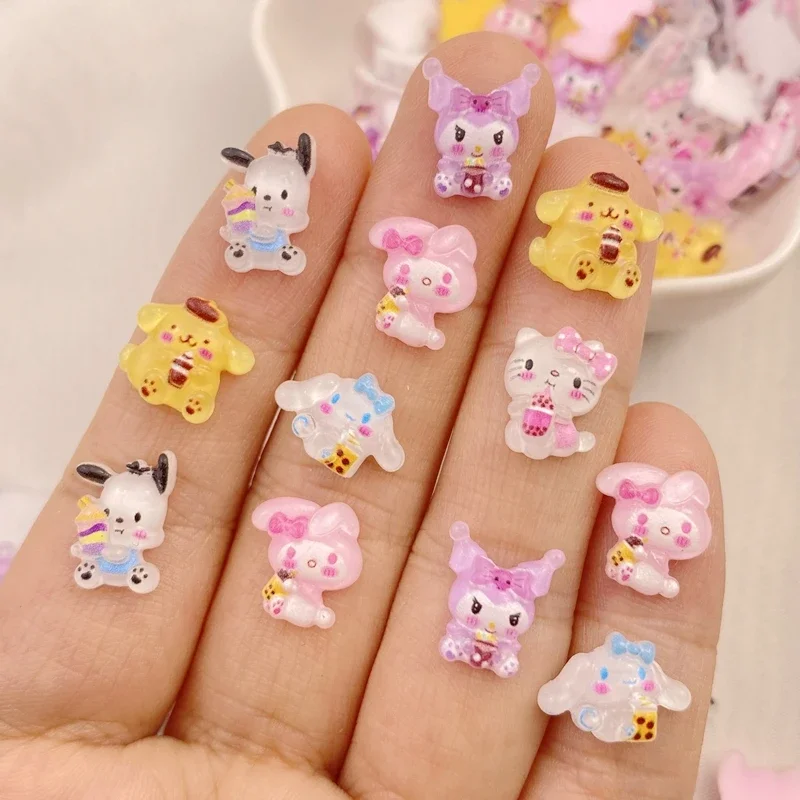 30 Stus Hars Cartoon Drink Bottle Rabbit, Cat Platte Achterkant Bloem Plakboek Bruiloft Applique Ambachten DIY nechty Art Decor